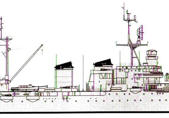 Крейсер RN Luigi di Savoia Duca degli Abruzzi 1956 [Light Cruiser] - чертежи, габариты, рисунки